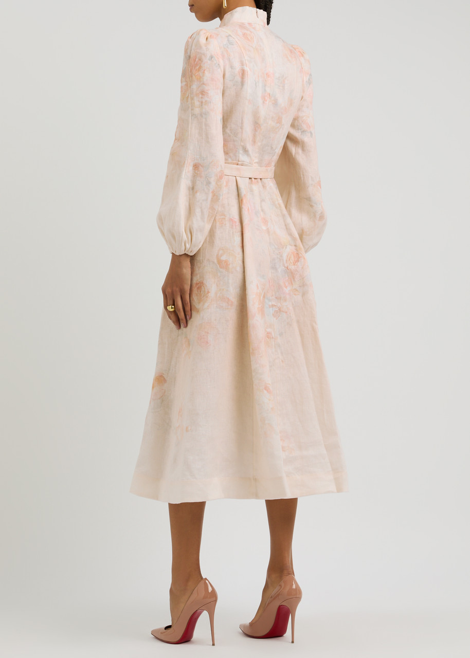 strapless open back dress Zimmermann Rosa Striped Midi Dress Pink Rose Piro