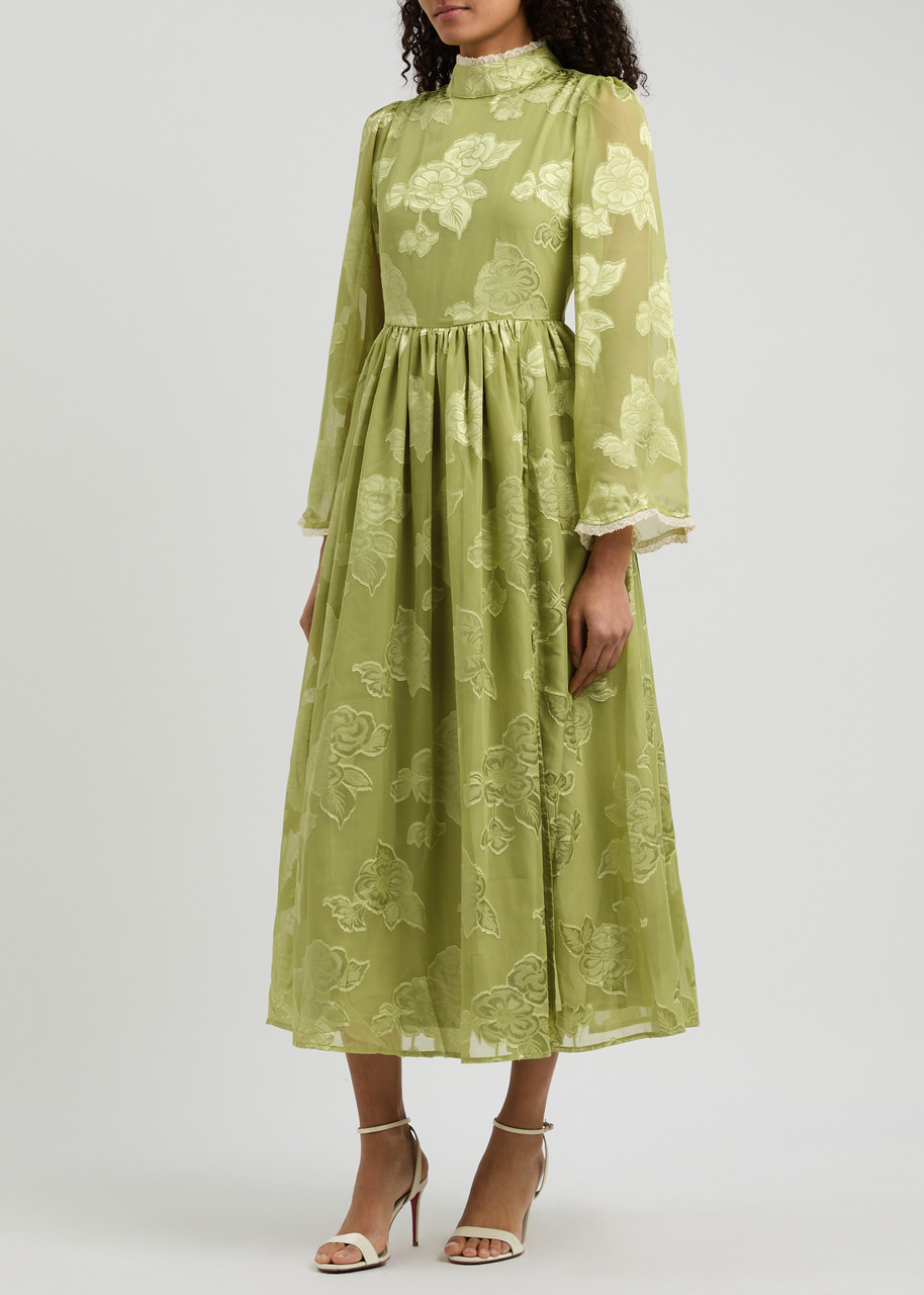 【英国発Sister Jane】Emile floral-jacquard chiffon dress Sister Jane Emile floral-jacquard chiffon midi dress