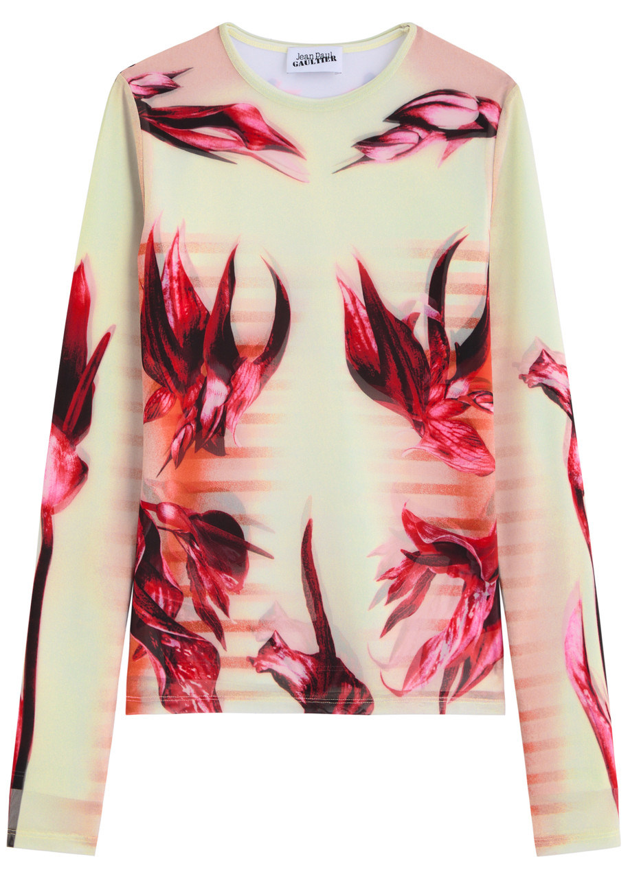 Tシャツ・カットソー Jean Paul Gaultier Printed Semi-Transparent Tulle Top JEAN PAUL GAULTIER Printed stretch-tulle top | Harvey Nichols
