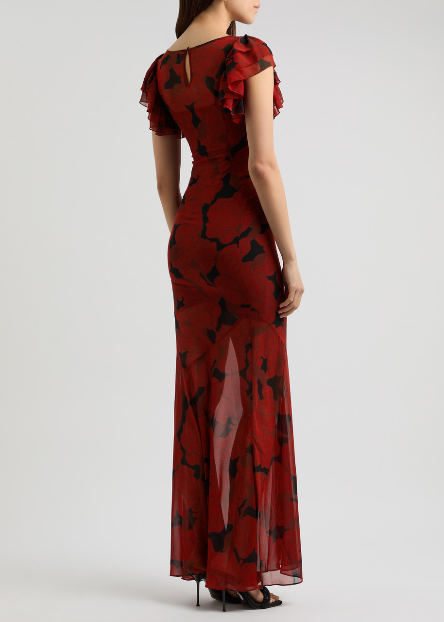 de la vali bougainvillea chiffon maxi dress Rent De La Vali Multicolour Dress UK 8
