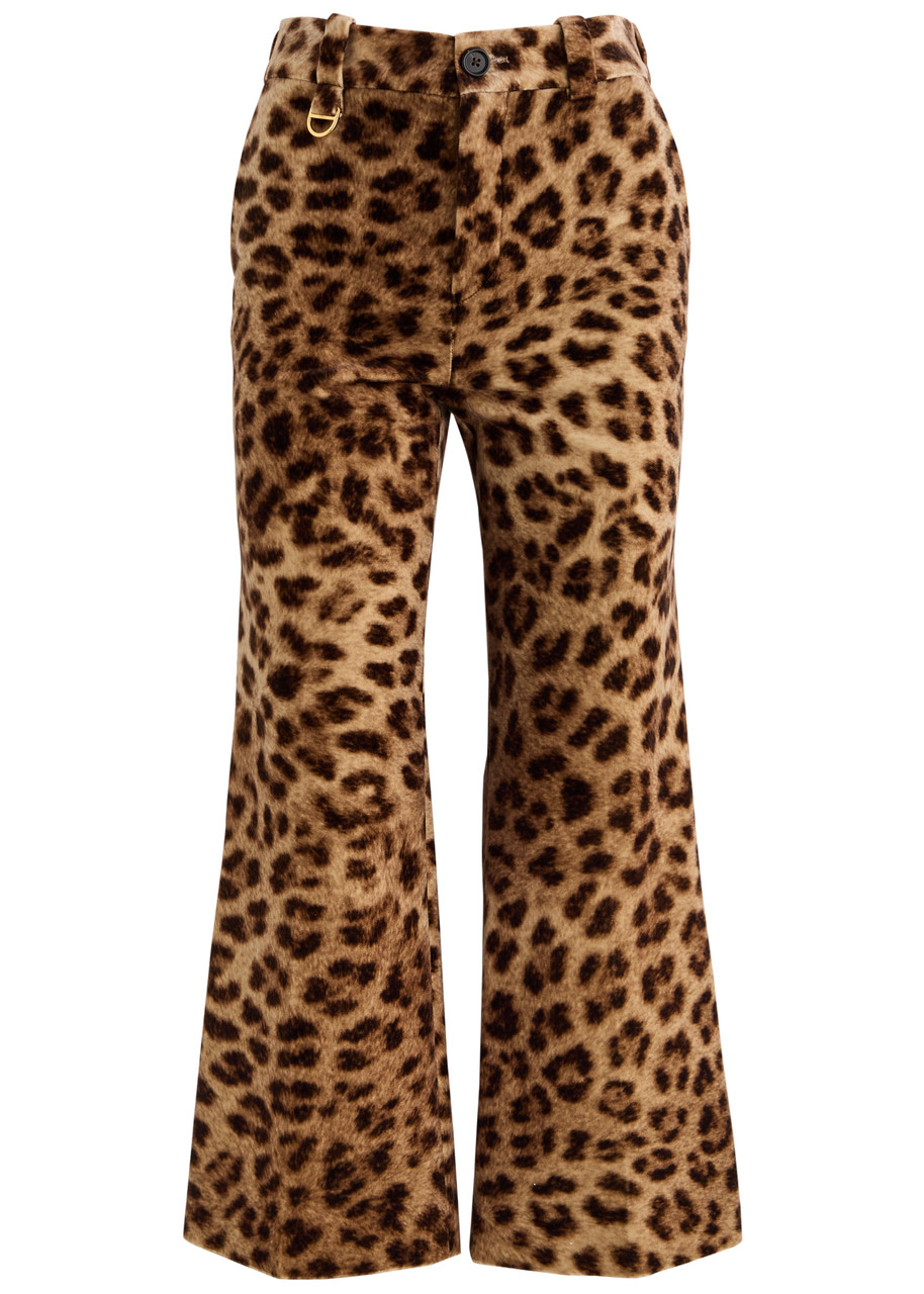 【関税&送料込】Chloe Velvet Cropped Trousers CHLOE Leopard-print cropped velvet trousers | Harvey Nichols