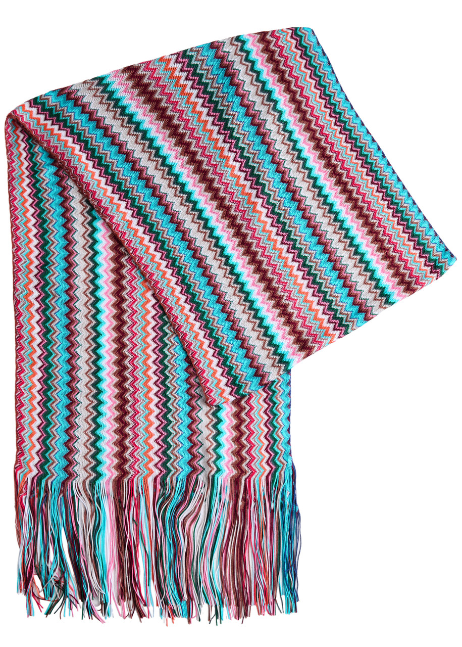 MISSONI Zigzag-intarsia fine-knit scarf | Harvey Nichols