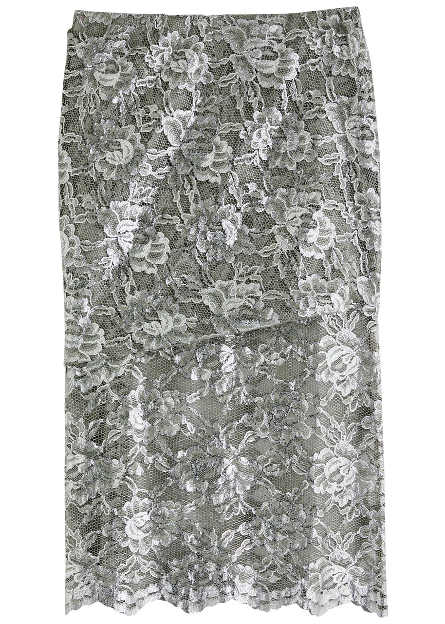 THE ATTICO Layered metallic lace midi skirt | Harvey Nichols THE ATTICO Layered metallic lace midi skirt | Harvey Nichols