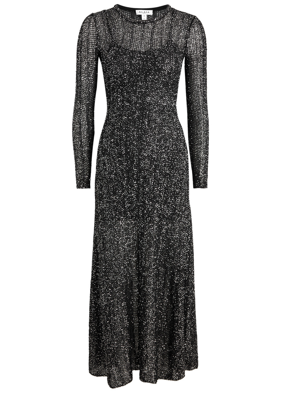 ALAÏA Sequin-embellished knitted maxi dress | Harvey Nichols ALAÏA Sequin-embellished knitted maxi dress | Harvey Nichols