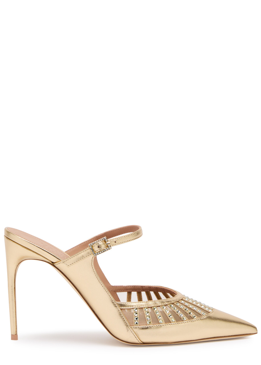 MALONE SOULIERS Bardot 90 metallic leather mules Harvey Nichols