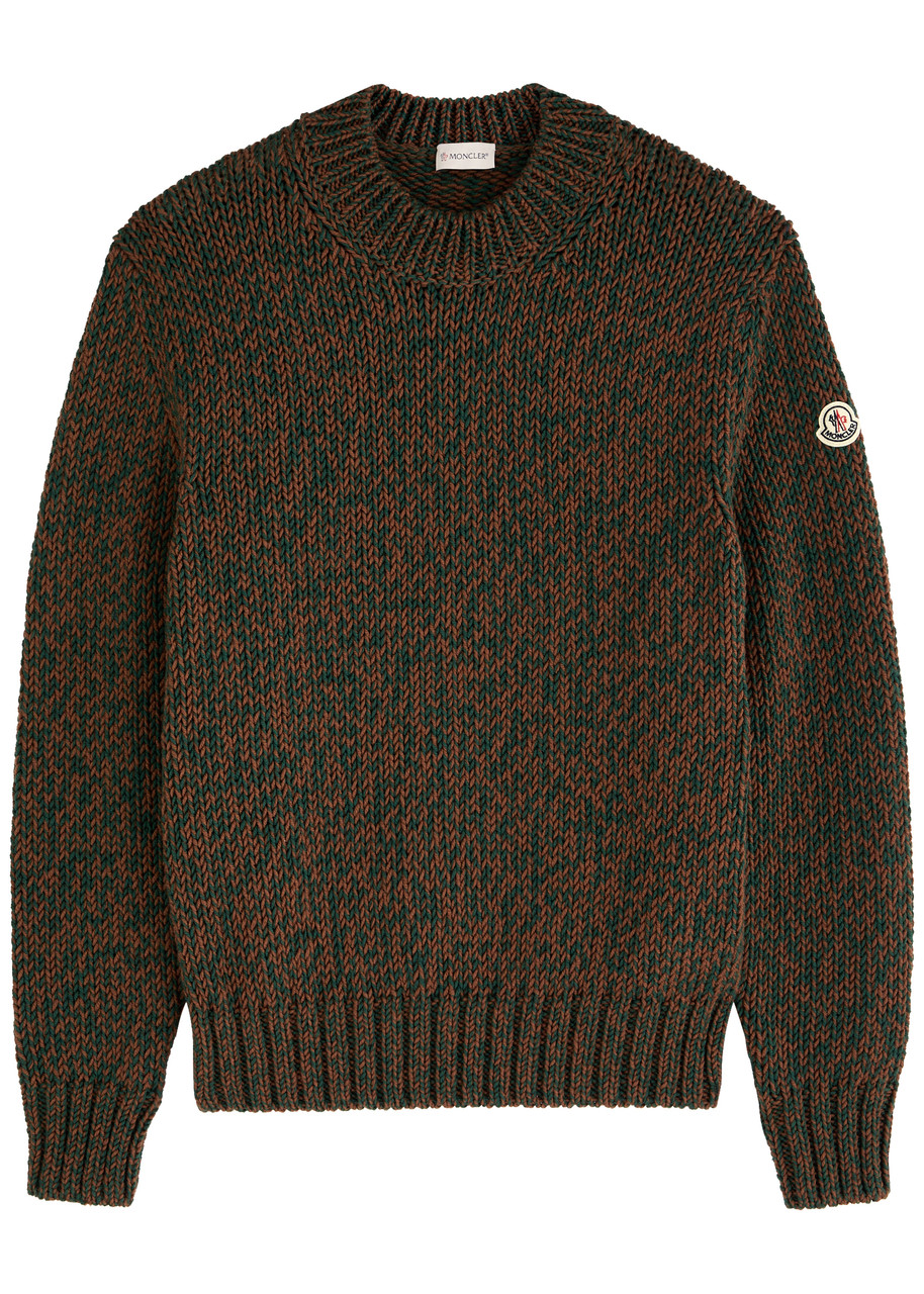 MONCLER Logo-appliquéd wool jumper | Harvey Nichols