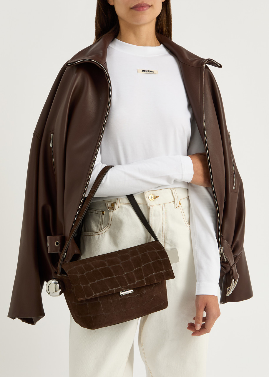 Jacquemus Le Rond Carre クロコスエードショルダーバッグ JACQUEMUS Le Rond Carré crocodile-effect suede shoulder bag
