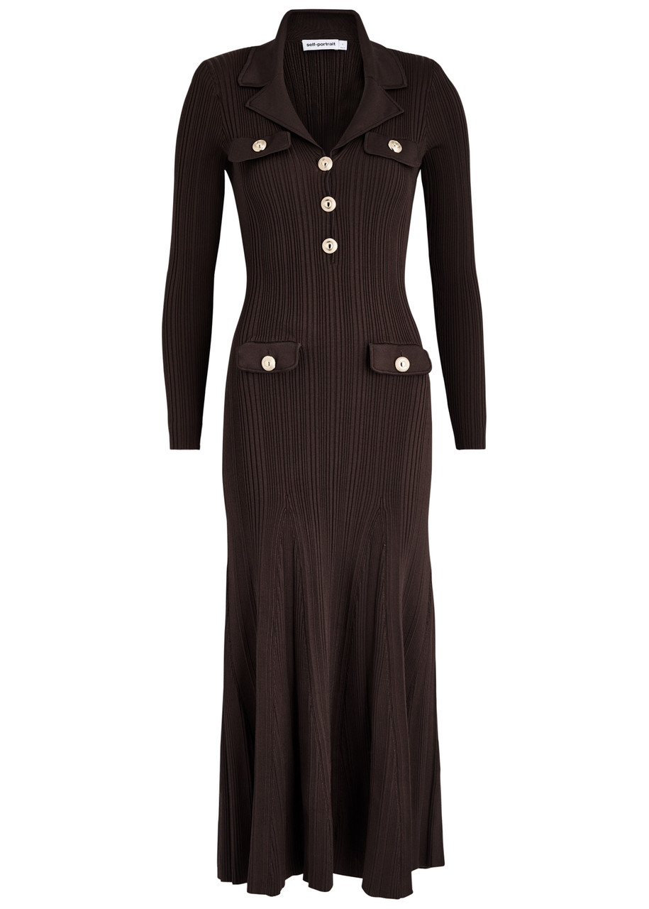 SELF-PORTRAIT Ribbed-knit maxi dress | Harvey Nichols