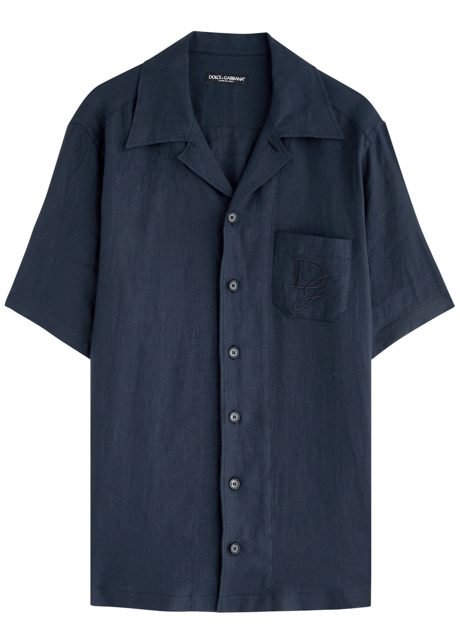 DOLCE & GABBANA Logo-embroidered linen shirt | Harvey Nichols