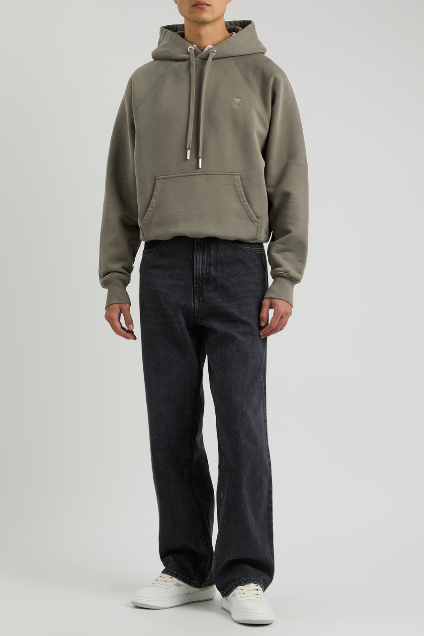 AMI PARIS Logo-embroidered hooded cotton sweatshirt | Harvey