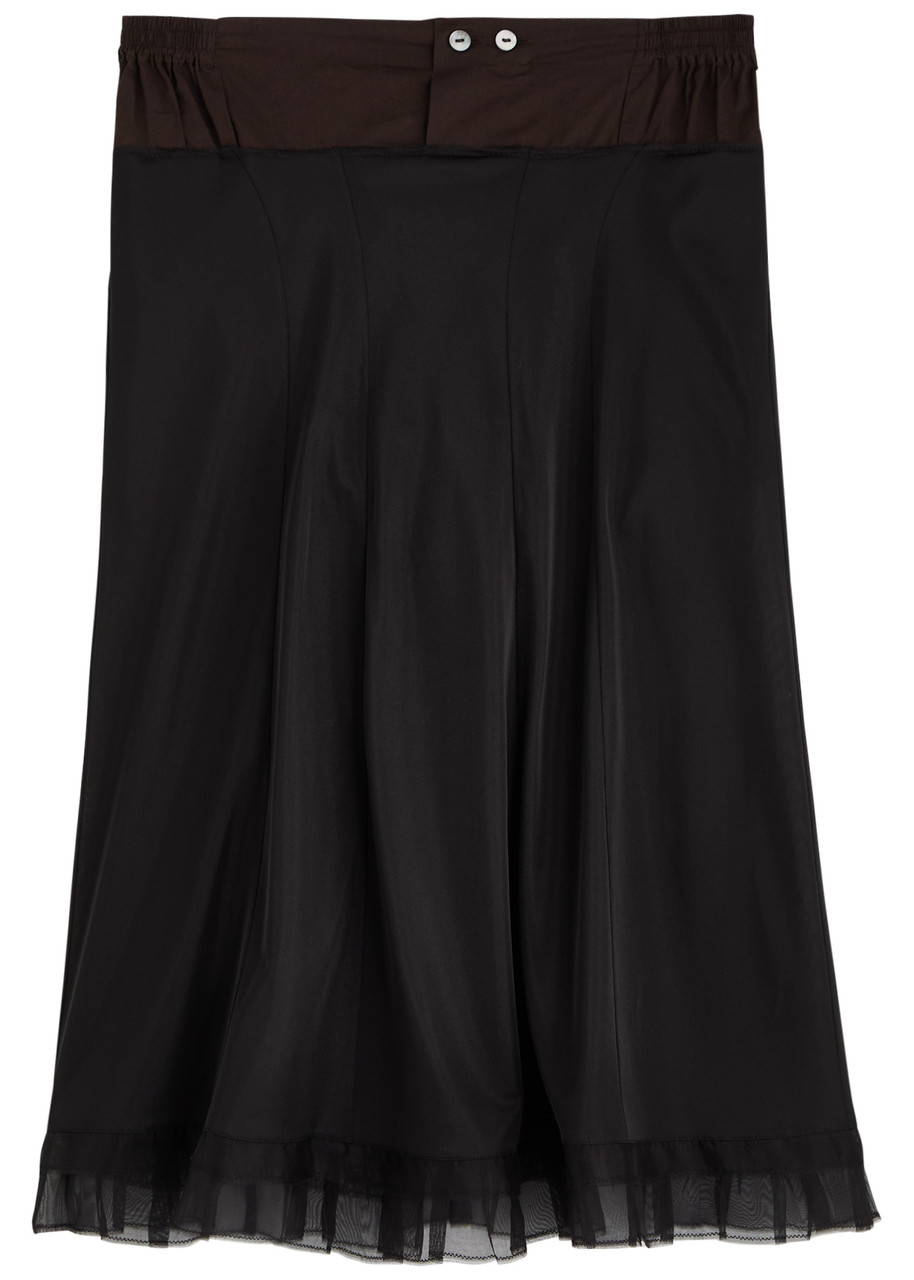 スカート MAISON MARGIELA Black Jersey Skirt MAISON MARGIELA Panelled satin-jersey midi skirt | Harvey