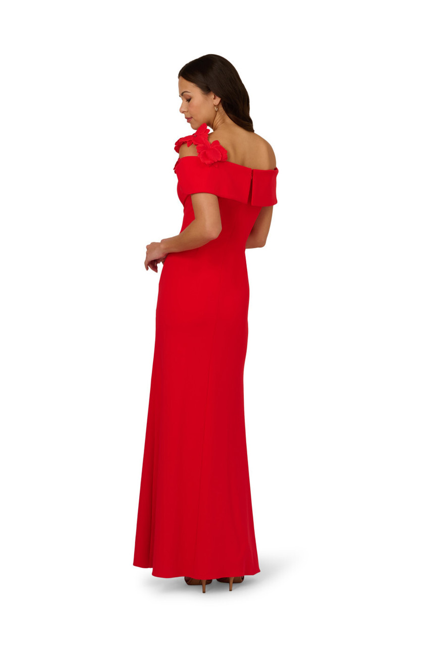 【海外限定】AdriannaPapell ガウン☆Red Asymmetrical Knit Cre ADRIANNA PAPELL Asymmetrical knit crepe gown | Harvey Nichols
