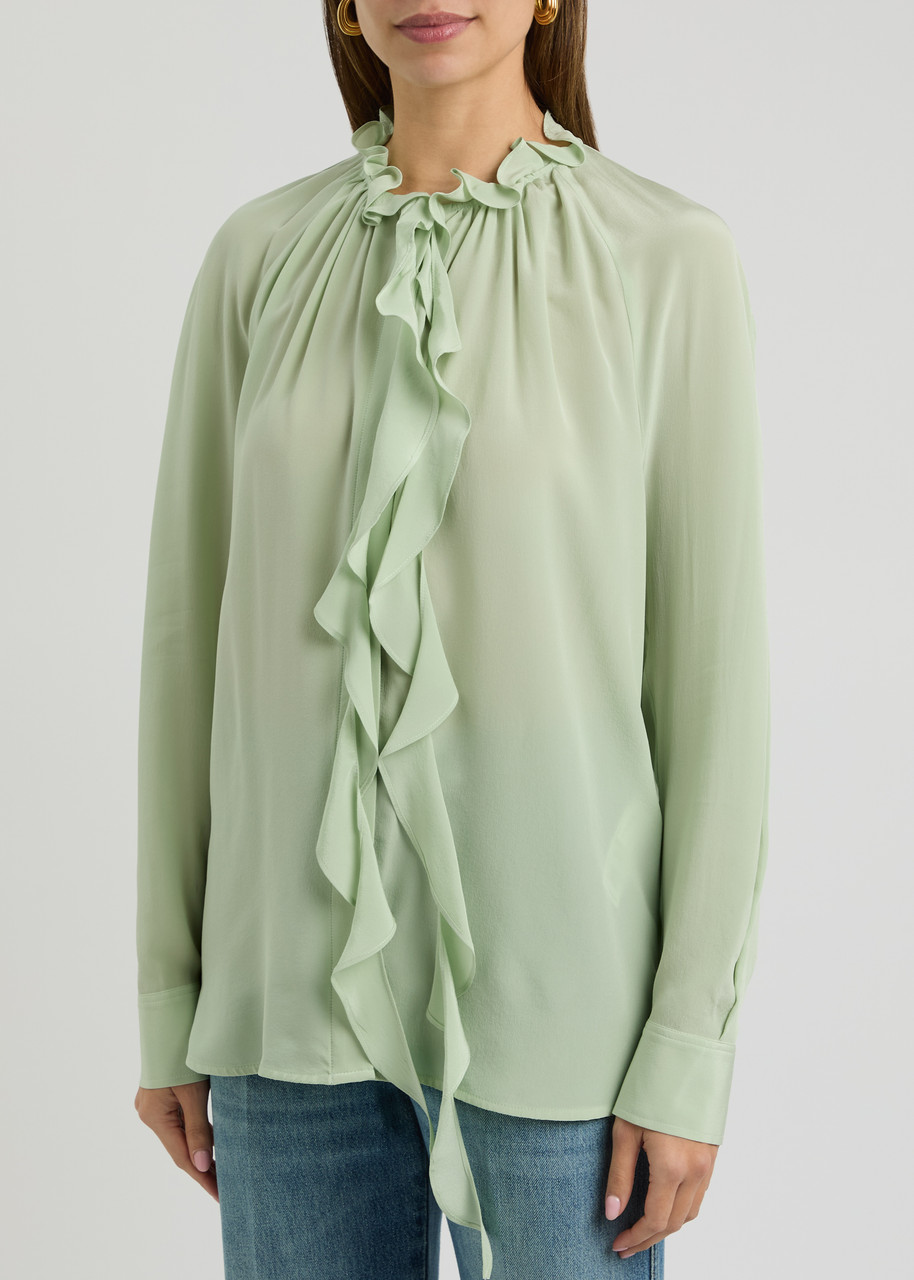VICTORIA BECKHAM Ruffled silk blouse | Harvey Nichols