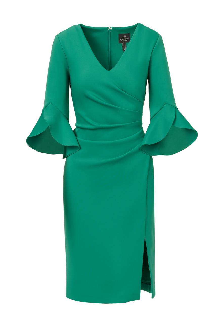 ADRIANNA PAPELL Scuba faux wrap midi dress | Harvey Nichols