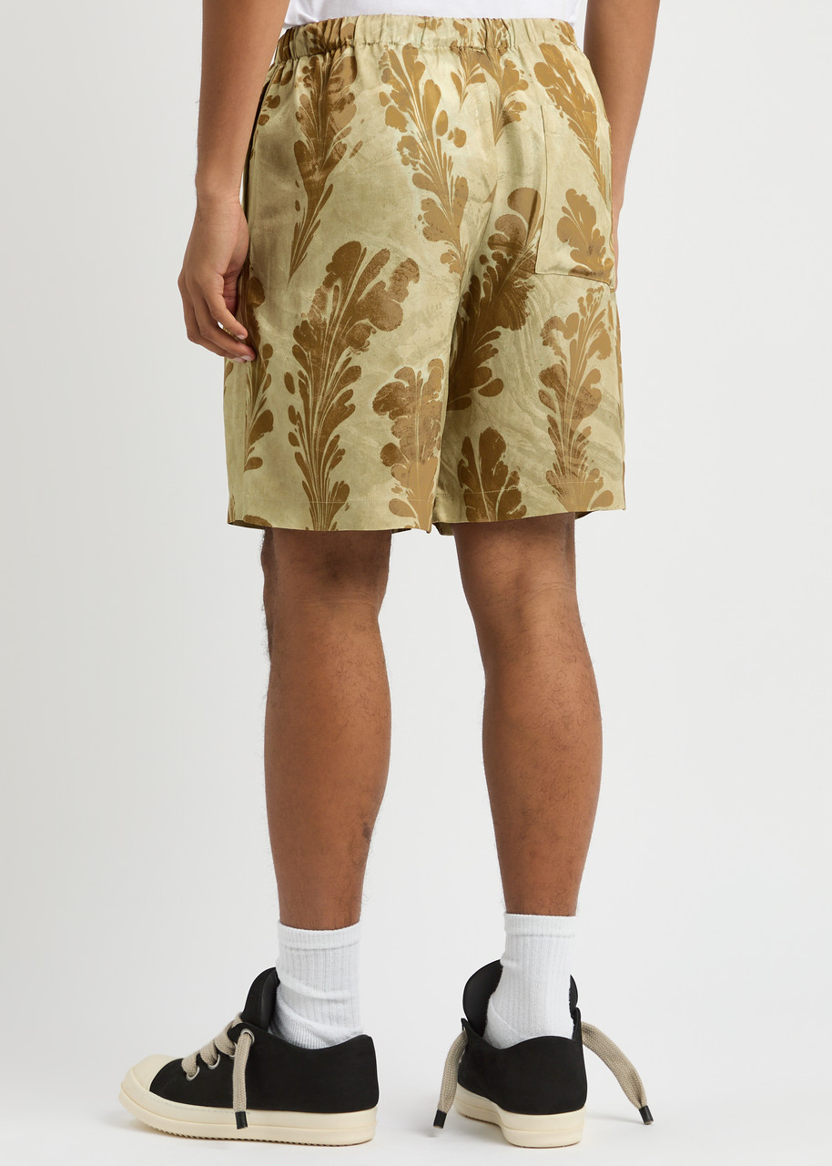 DRIES VAN NOTEN Piperi printed satin shorts | Harvey Nichols