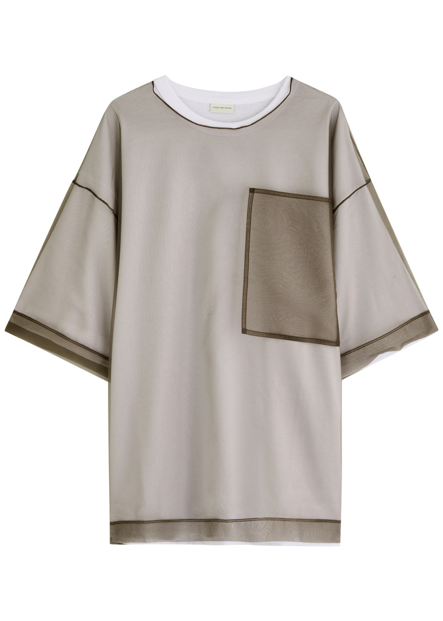 Tシャツ・カットソー Dries Van Noten Heaton' White Cotton Blend T-Shirt DRIES VAN NOTEN Heaton cotton-blend and organza T-shirt