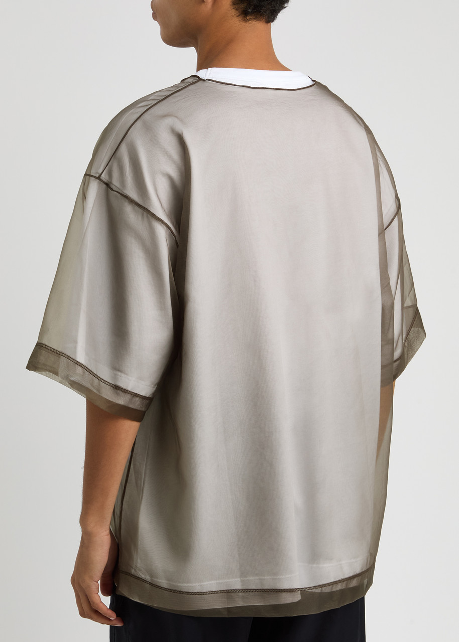 DRIES VAN NOTEN Heaton cotton-blend and organza T-shirt DRIES VAN NOTEN Heaton cotton-blend and organza T-shirt