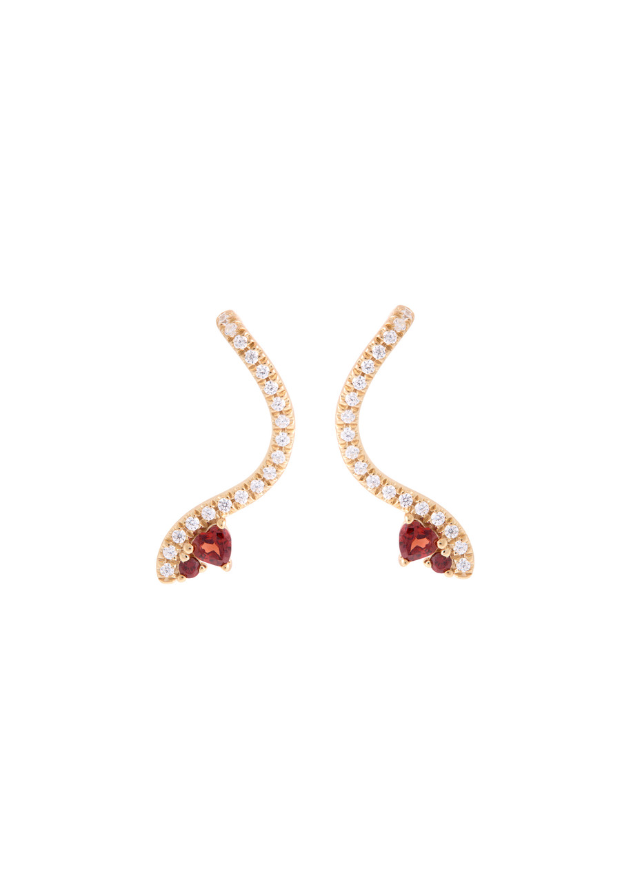 ASTRID & MIYU Serpent 18kt gold-plated climber stud earrings