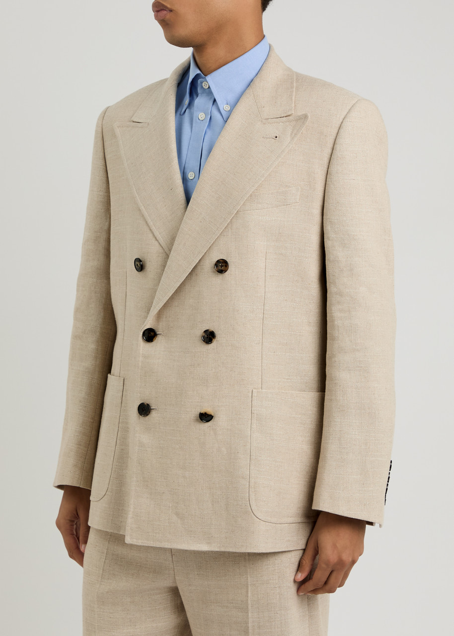 VALENTINO GARAVANI Double-breasted linen-blend blazer VALENTINO GARAVANI Double-breasted linen-blend blazer