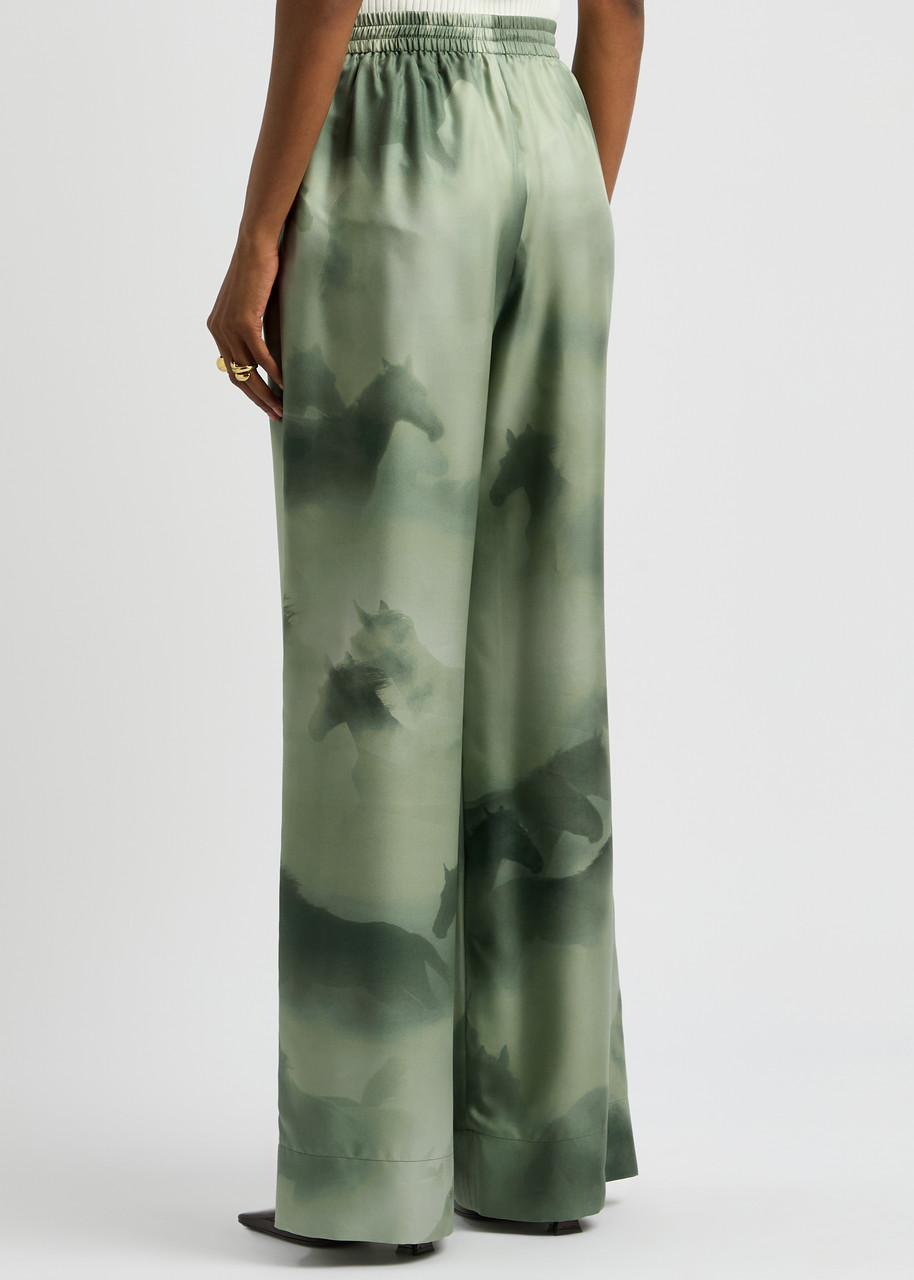STELLA MCCARTNEY Horse-print wide-leg silk trousers | Harvey Nichols
