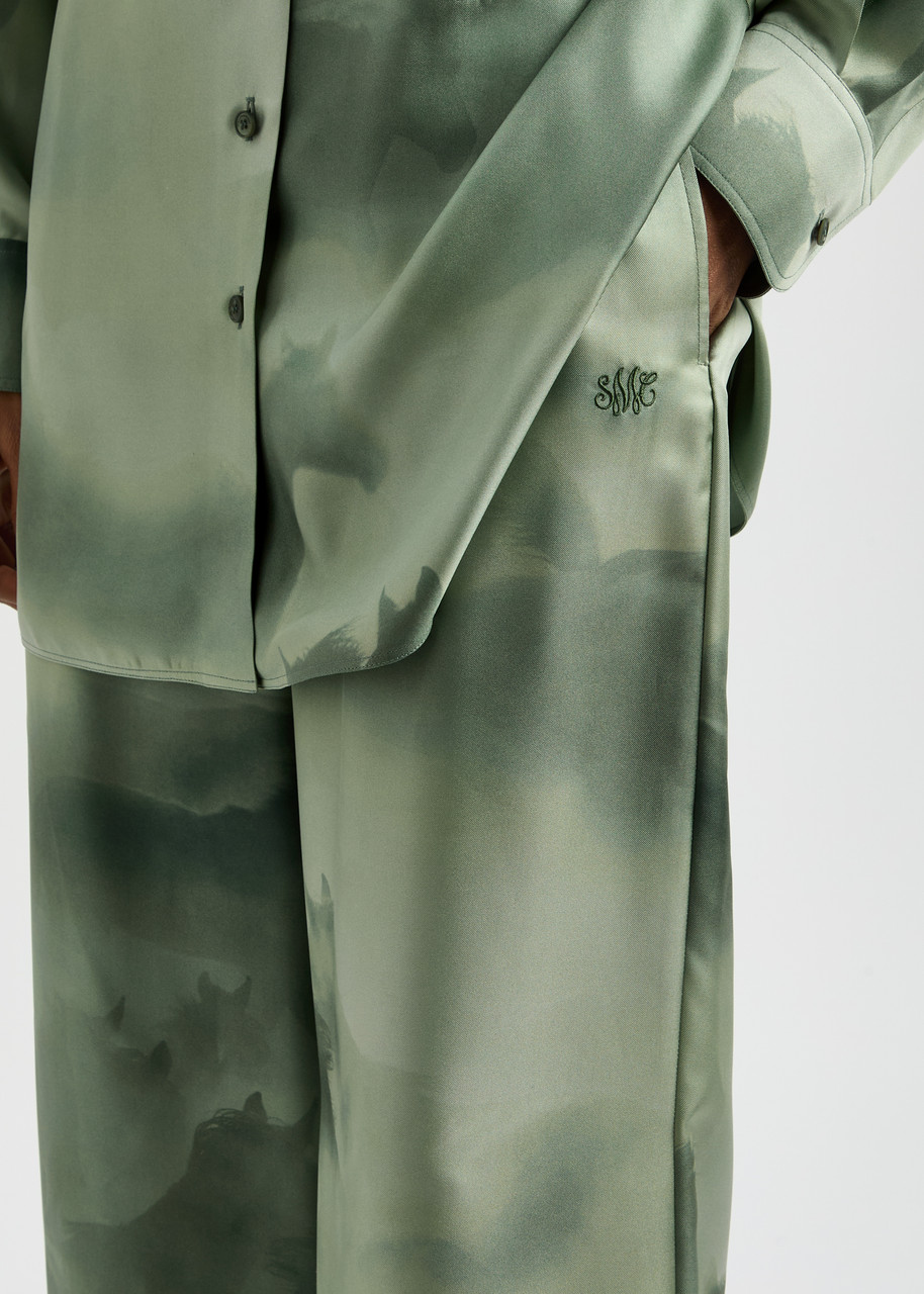 STELLA MCCARTNEY Horse-print wide-leg silk trousers | Harvey Nichols