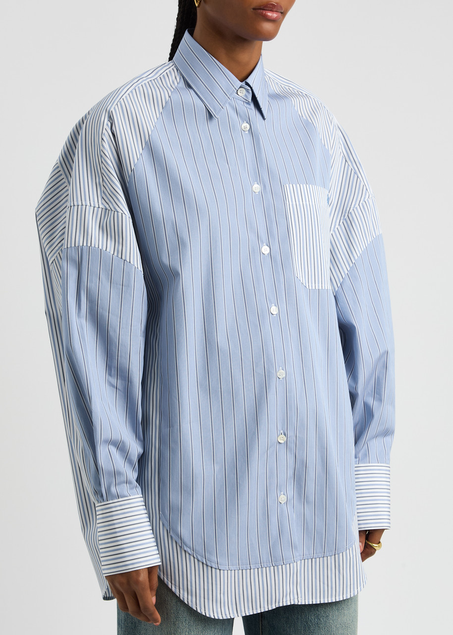 STELLA MCCARTNEY Panelled striped cotton-poplin shirt | Harvey Nichols