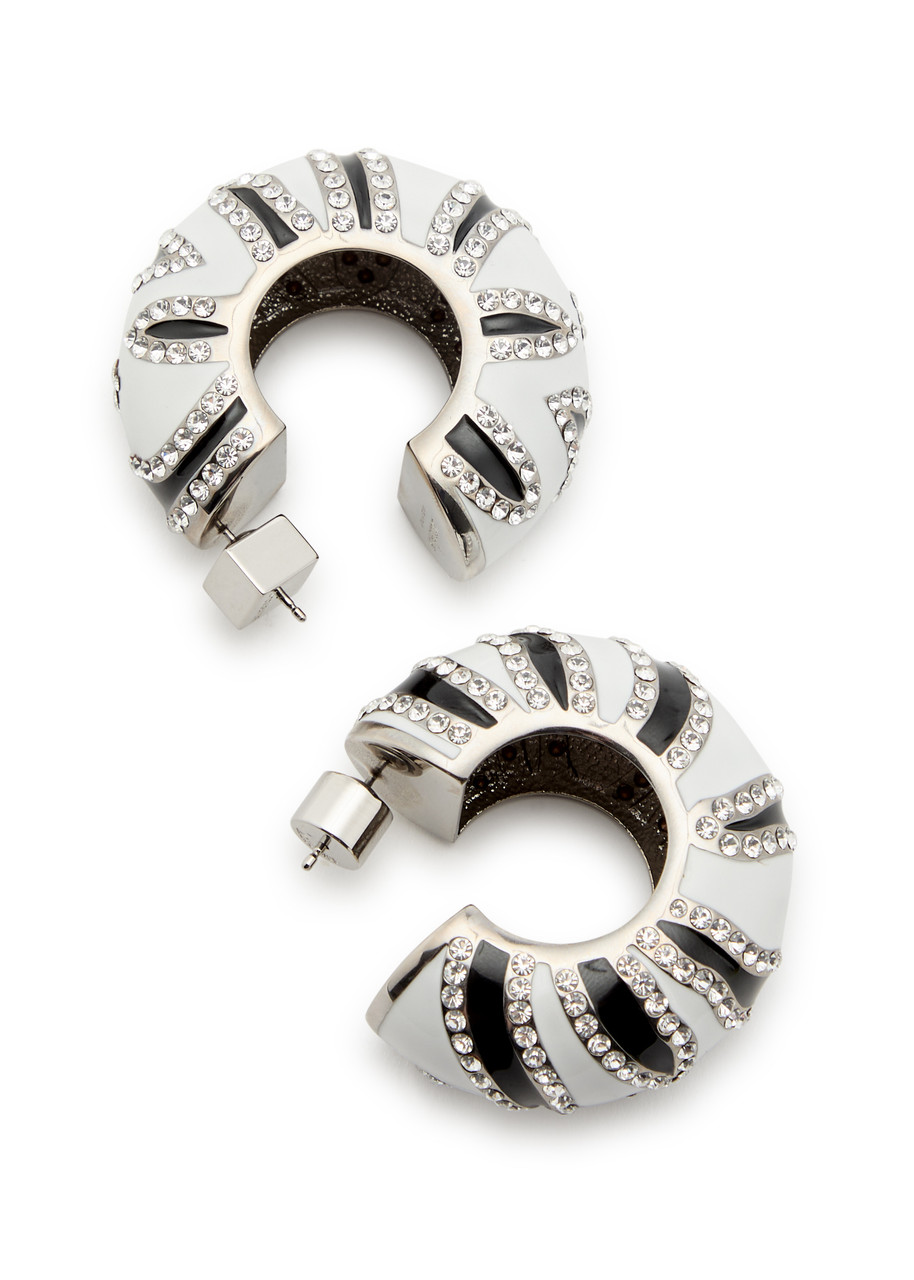 JACQUEMUS Les Boucles Zebra enamelled hoop earrings | Harvey