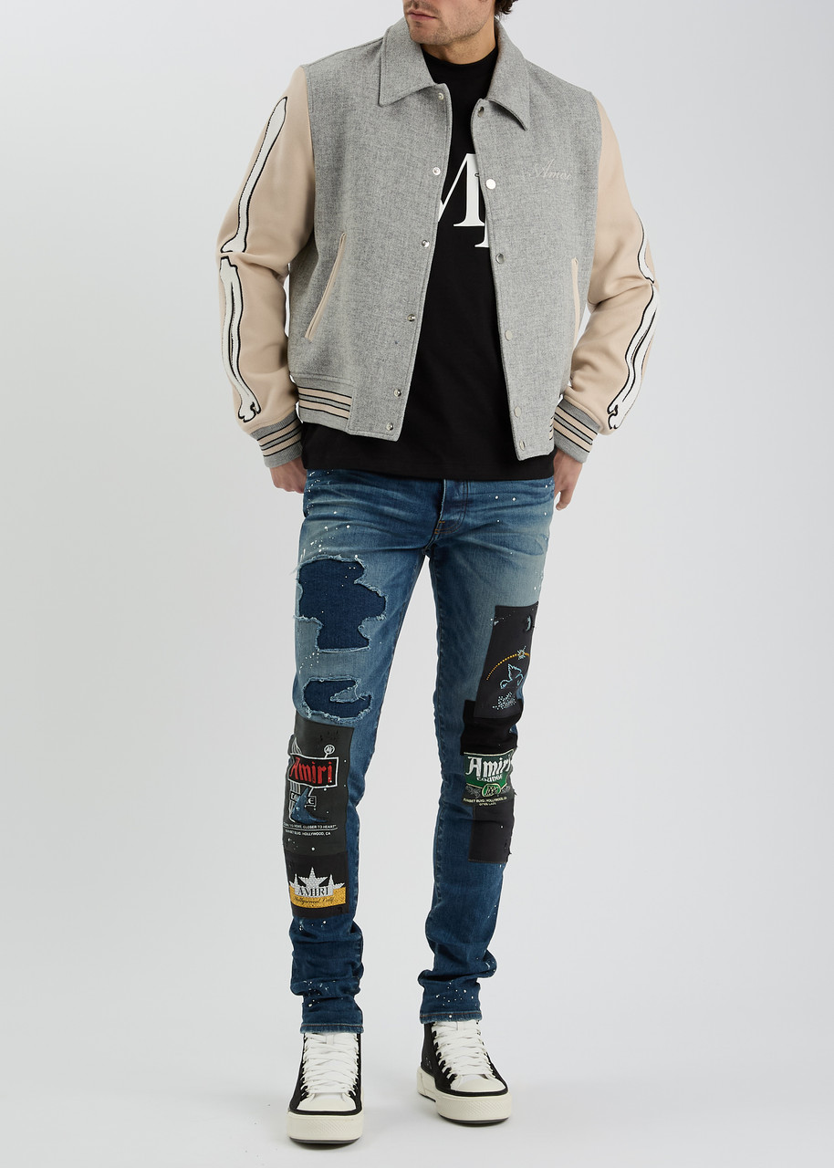 AMIRI Bones wool-blend varsity jacket | Harvey Nichols
