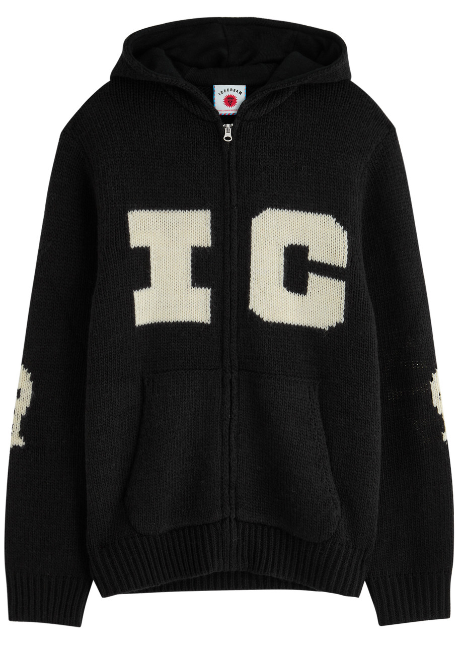 ICE CREAM Running Dog intarsia hooded knitted jumper | Harvey Nichols