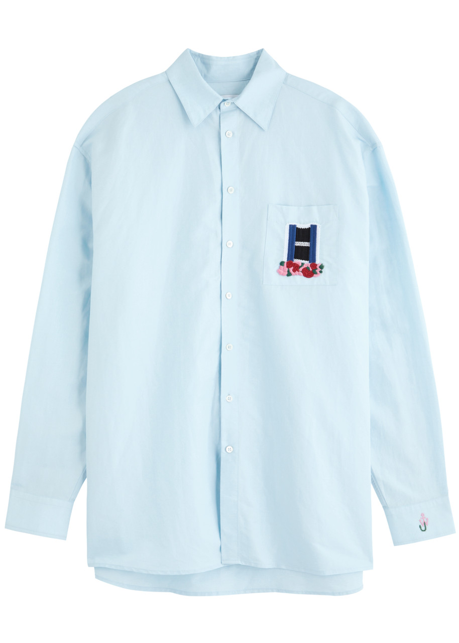 JW ANDERSON Window embroidered linen-blend shirt | Harvey Nichols