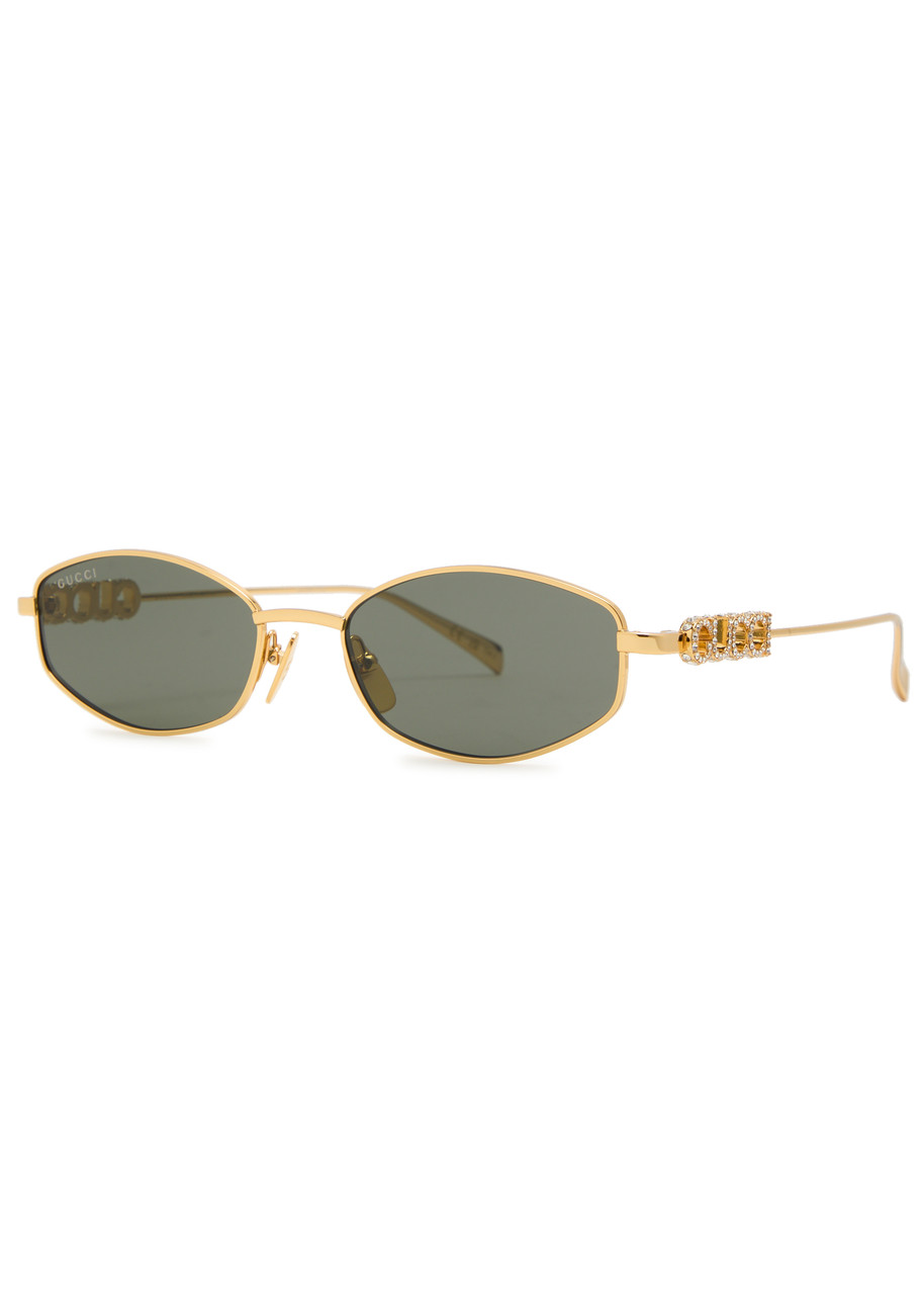 GUCCI Narrow oval-frame sunglasses Harvey Nichols