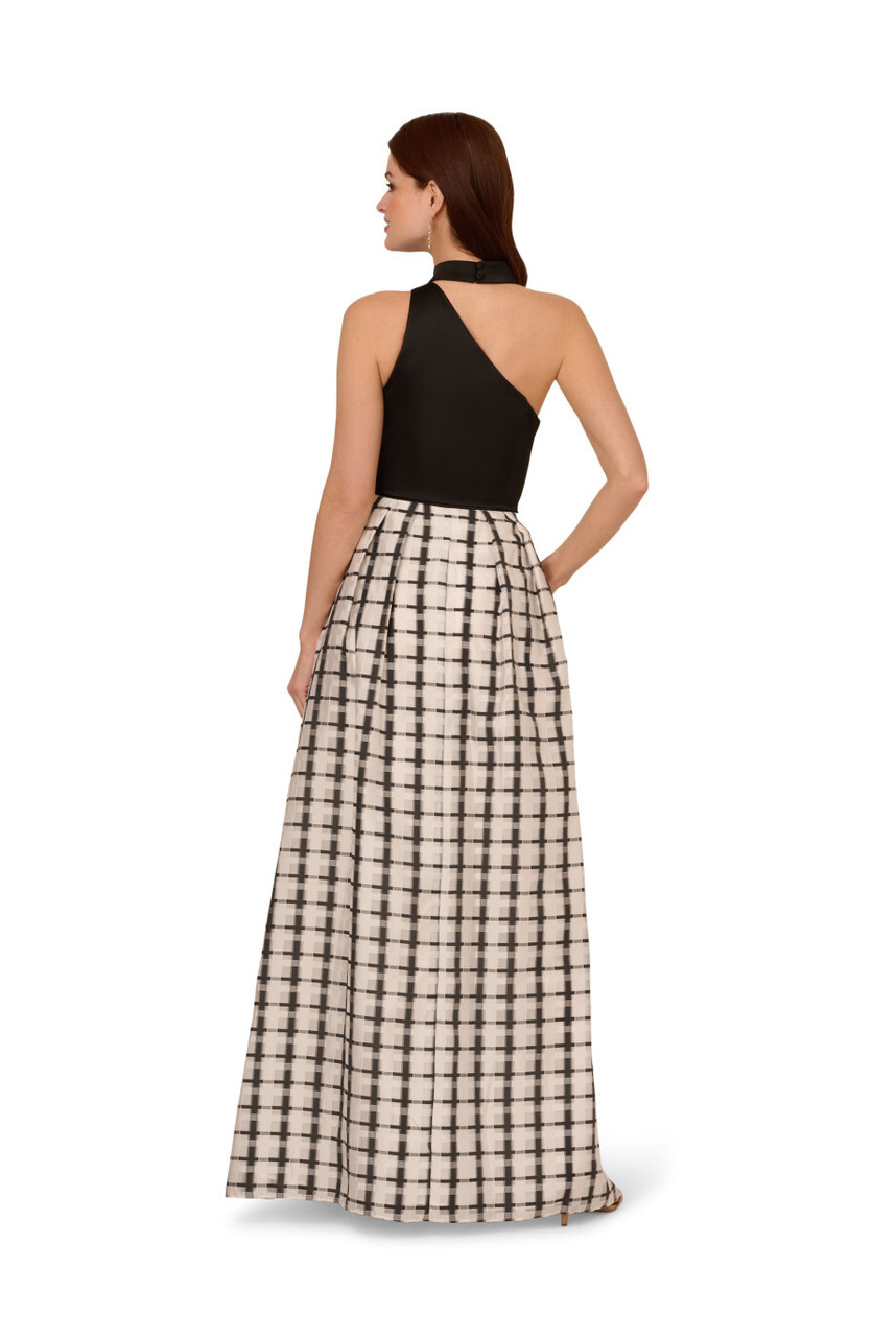 【海外限定】AdriannaPapell ガウン☆Plaid Combo Black Gown ADRIANNA PAPELL Plaid combo gown | Harvey Nichols