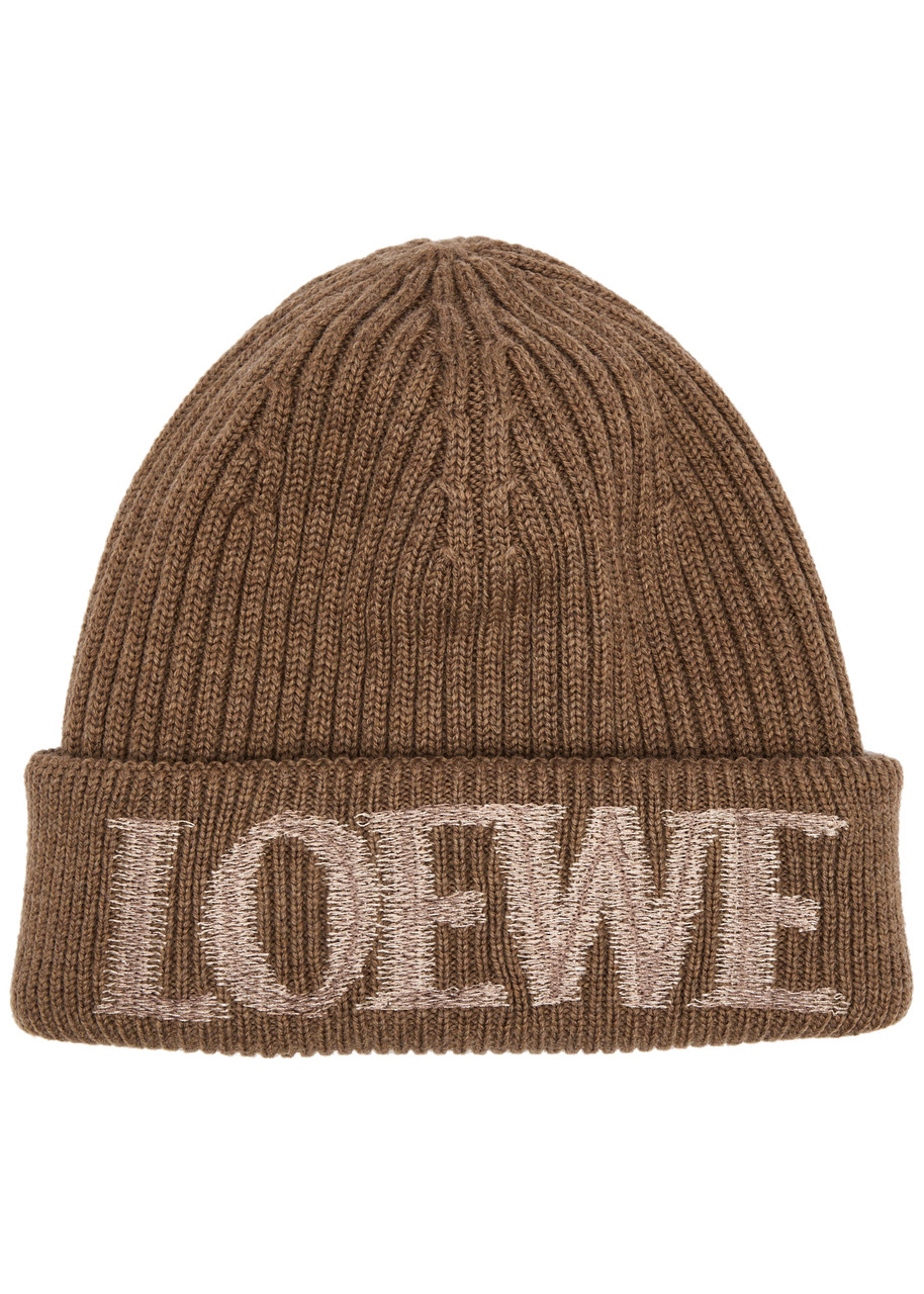 LOEWE Logo-embroidered ribbed wool beanie | Harvey Nichols