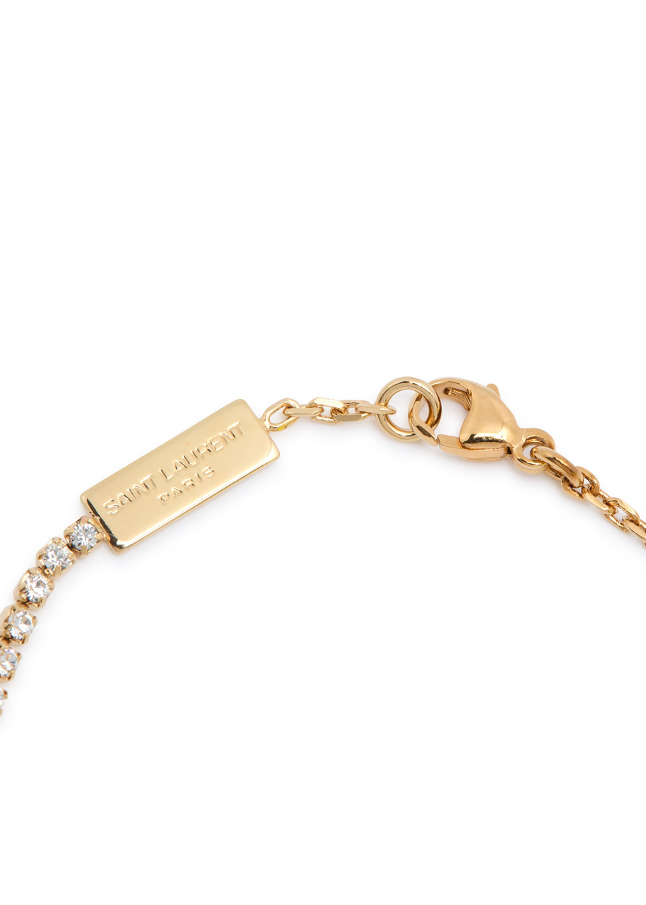 SAINT LAURENT Logo crystal-embellished bracelet | Harvey Nichols