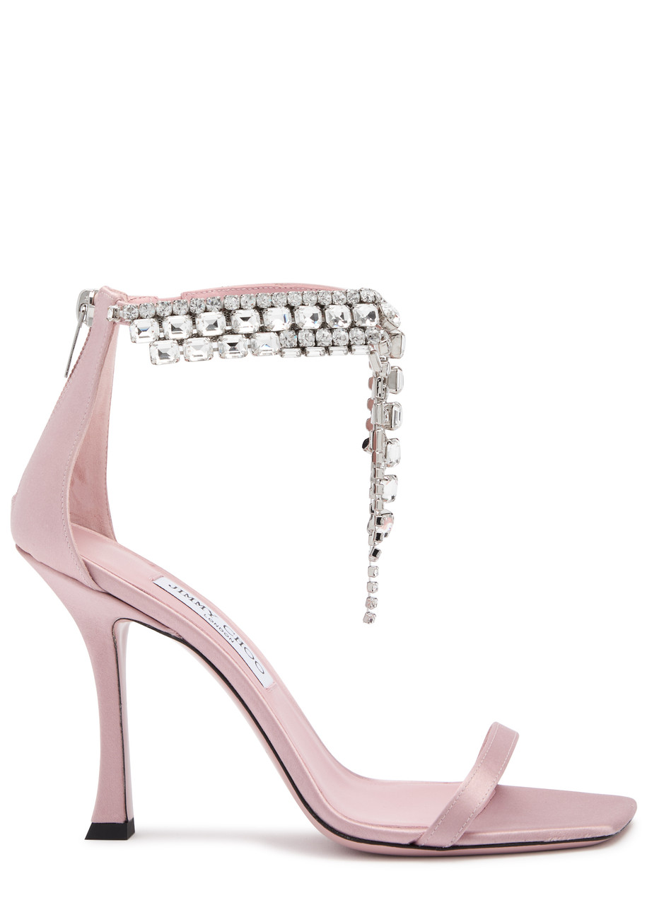 JIMMY CHOO Verity 100 crystal-embellished satin sandals