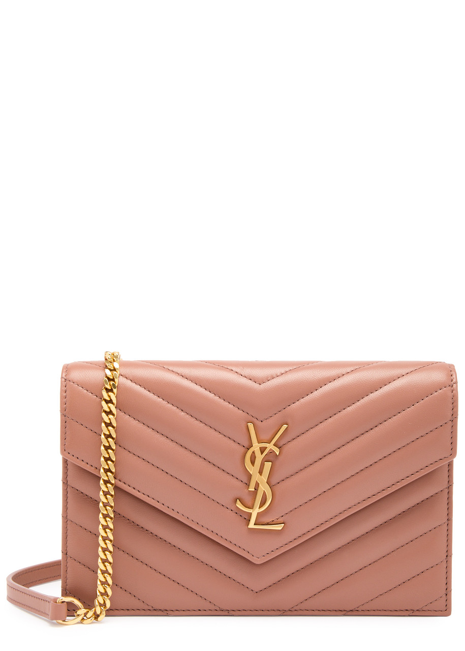 saint laurent large monogram quilted leather wallet on a chain