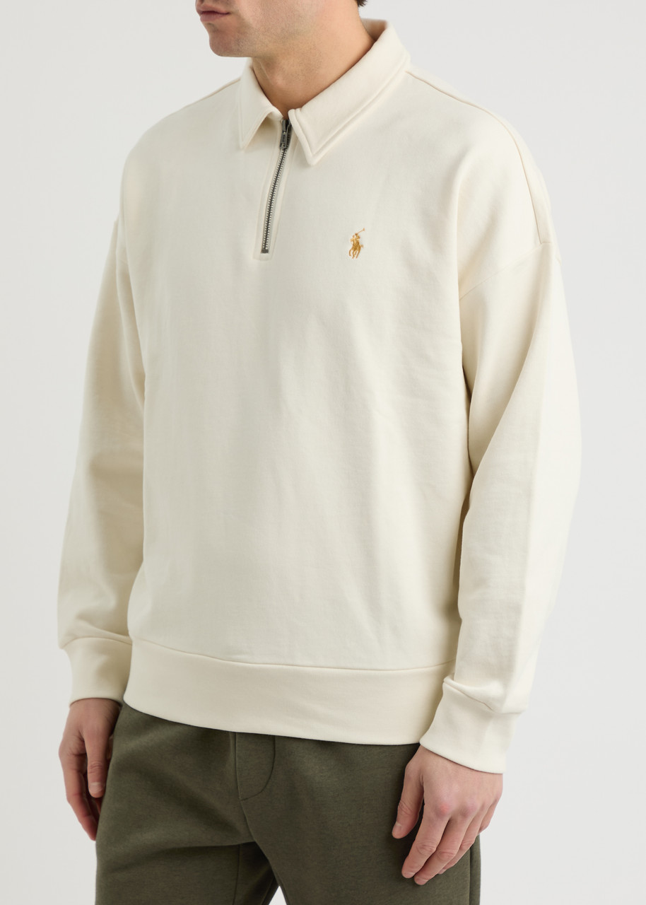 POLO RALPH LAUREN Logo-embroidered half-zip cotton sweatshirt