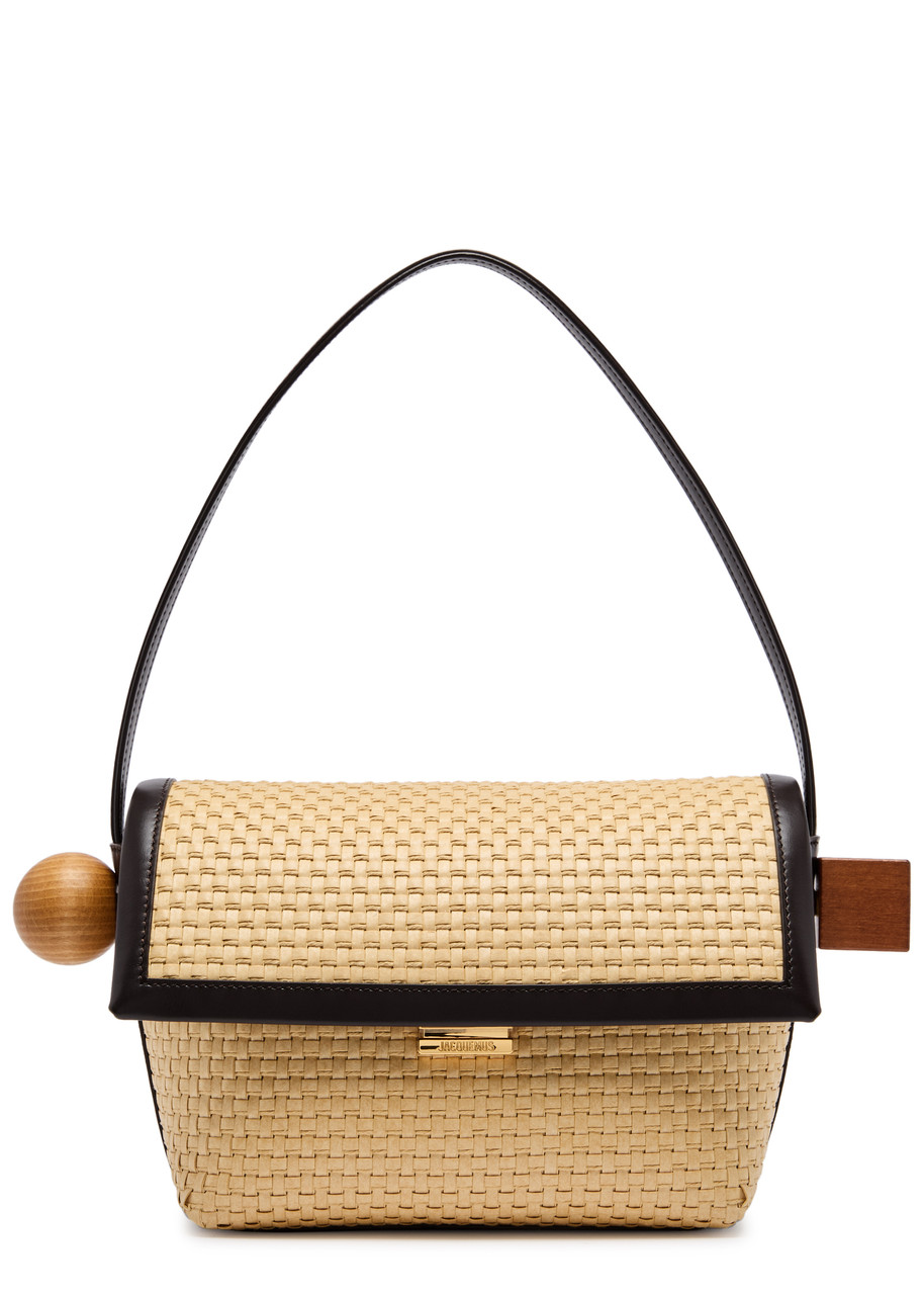 JACQUEMUS Le Rond Carré woven raffia shoulder bag Harvey Nichols