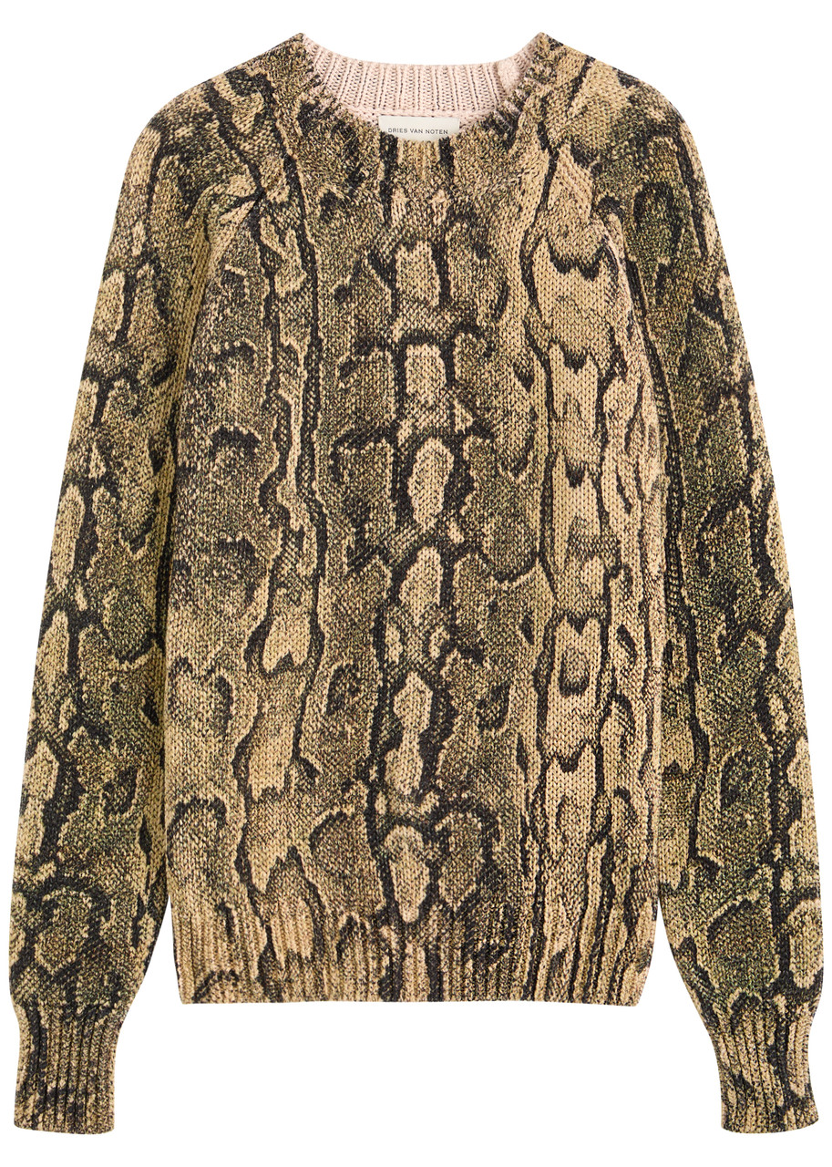 DRIES VAN NOTEN Tanna python-intarsia knitted jumper | Harvey Nichols