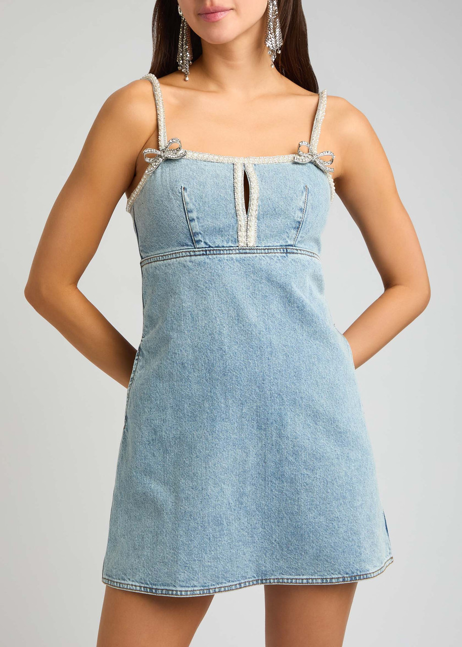 Denim Bow Mini Dress