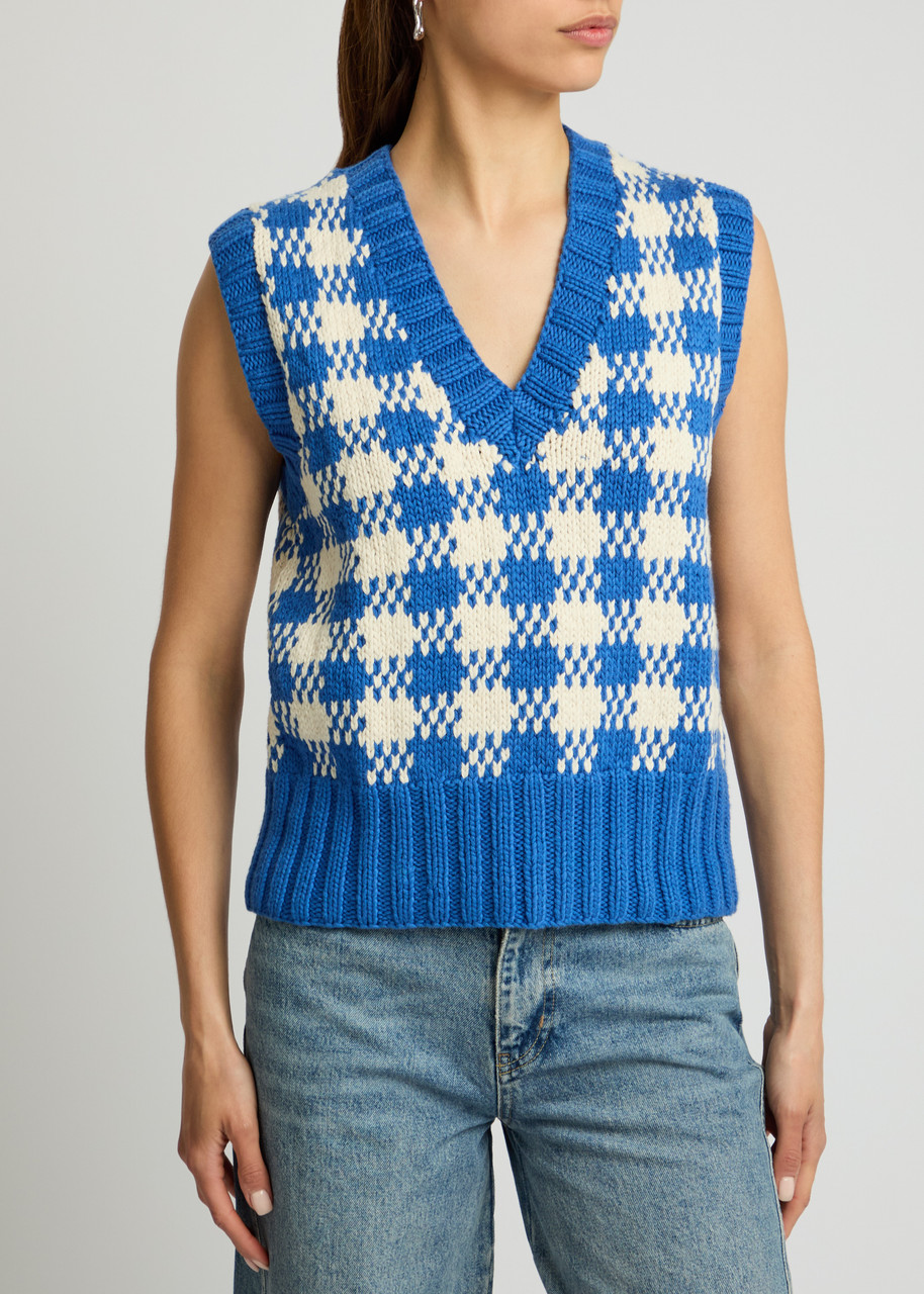 YMC Heidi checked knitted cotton vest | Harvey Nichols