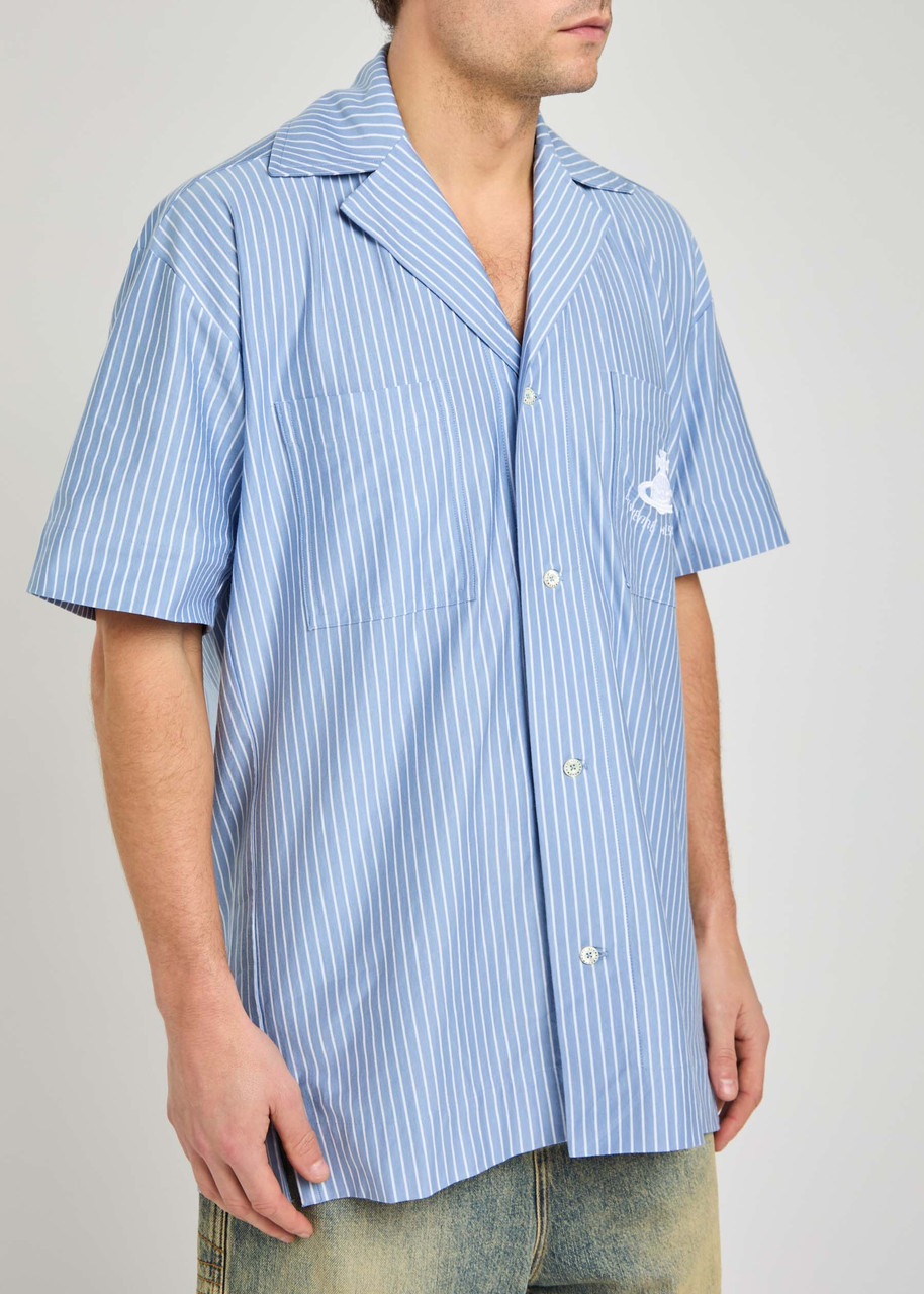 VIVIENNE WESTWOOD Striped orb-embroidered cotton shirt | Harvey