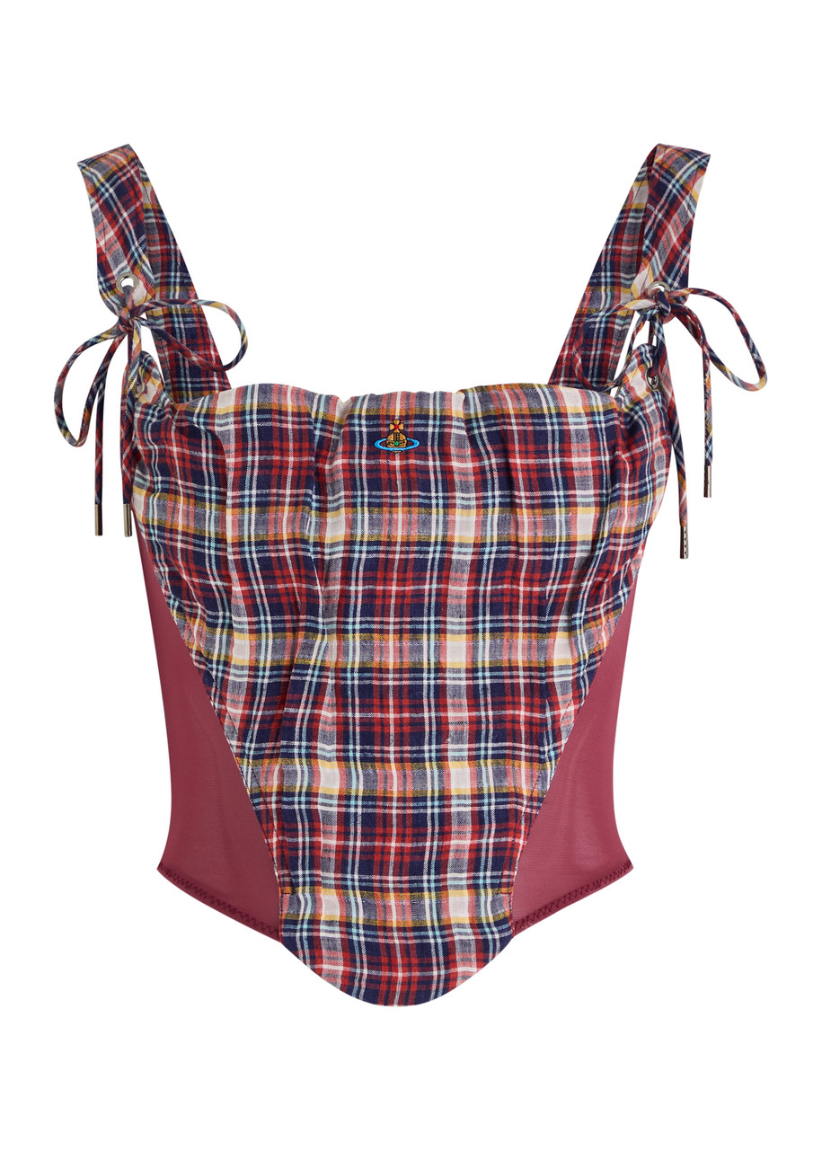 VIVIENNE WESTWOOD Puppy checked linen-blend corset | Harvey Nichols