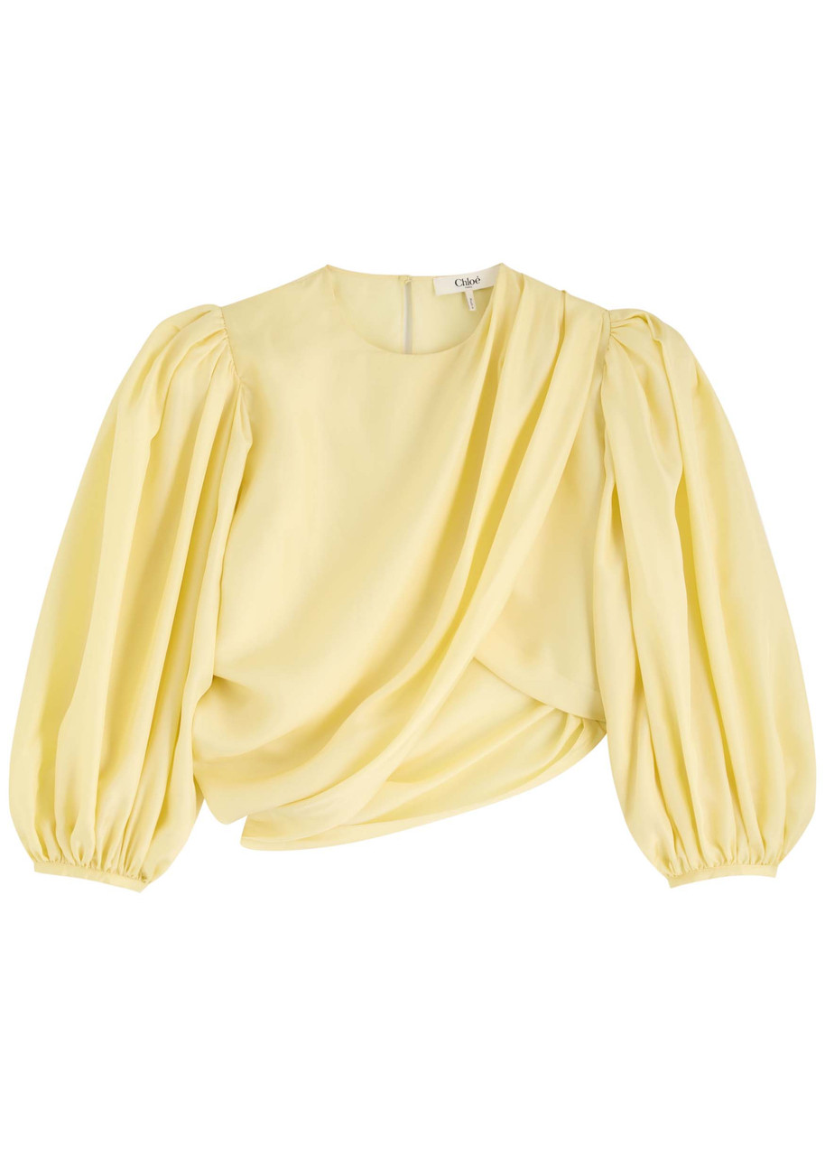 CHLOE Draped wrap-effect silk cropped blouse Harvey Nichols
