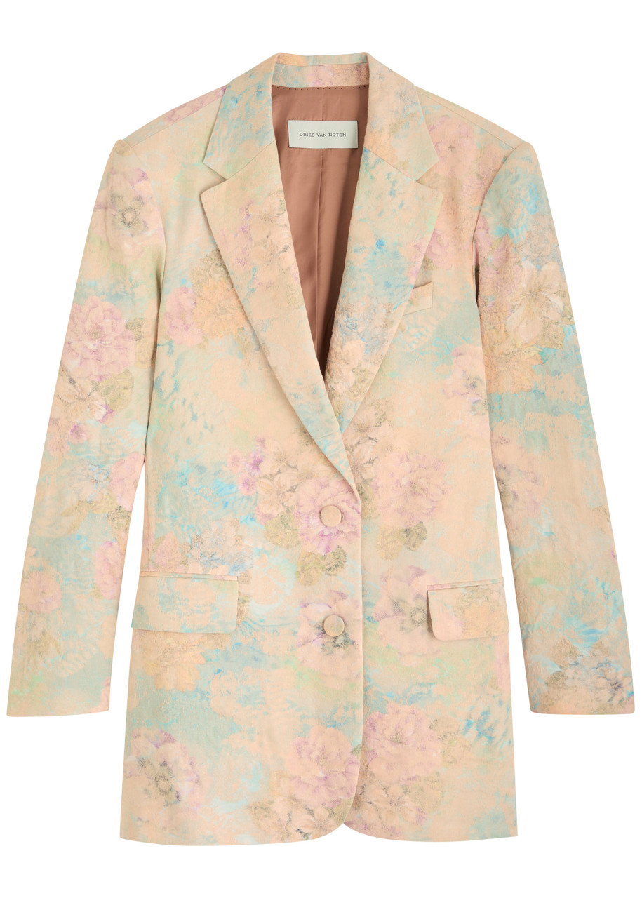 Shop Basti floral-jacquard linen-blend blazer on Sale at Shop Basti floral-jacquard linen-blend blazer on Sale at