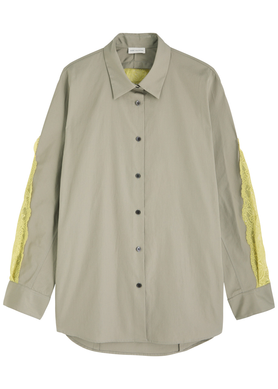 DRIES VAN NOTEN Camia lace-embellished cotton shirt | Harvey Nichols