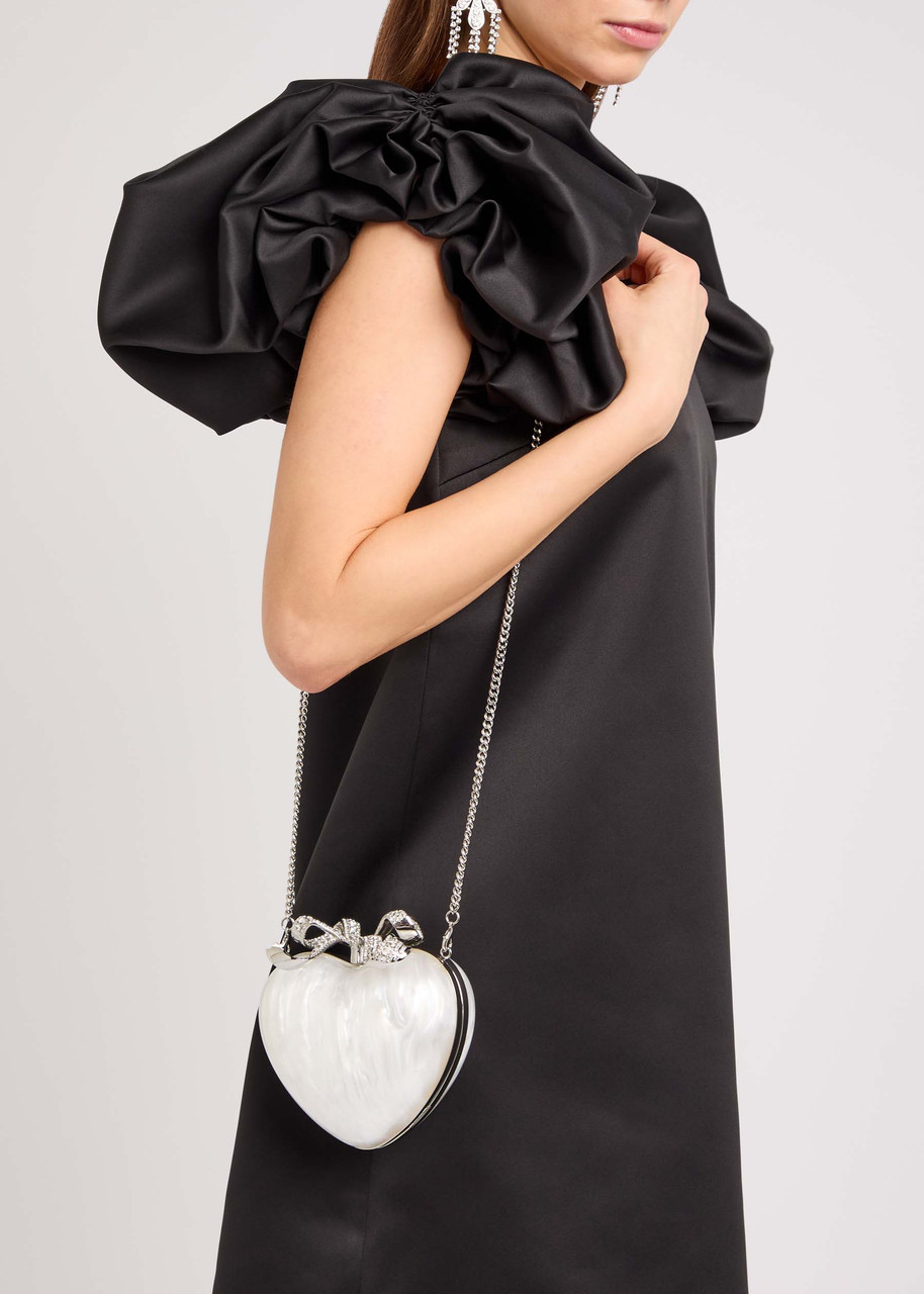 SELF-PORTRAIT Heart crystal-embellished pearlescent acrylic SELF-PORTRAIT Heart crystal-embellished pearlescent acrylic