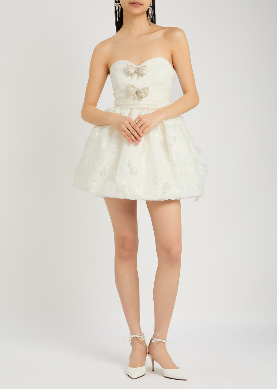 SELF-PORTRAIT Embellished organza mini dress | Harvey Nichols