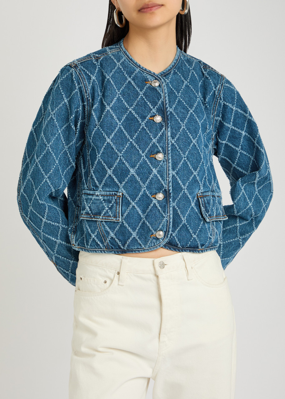 Veste En Denim Nolita Femme - Taille XL, Bleue, Style Courte Avec Fermeture Zip Et Boutons