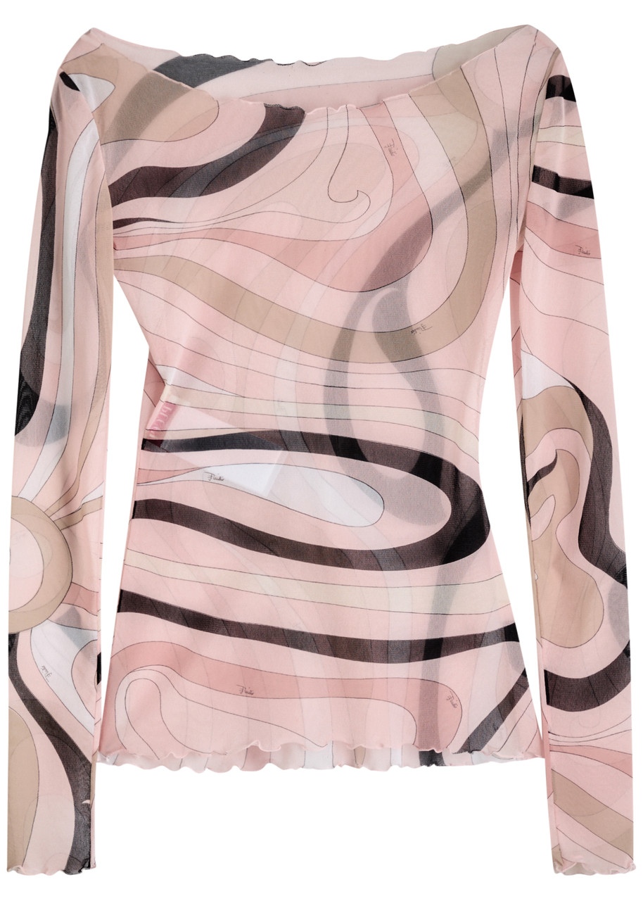 PUCCI Wave-printed tulle top | Harvey Nichols